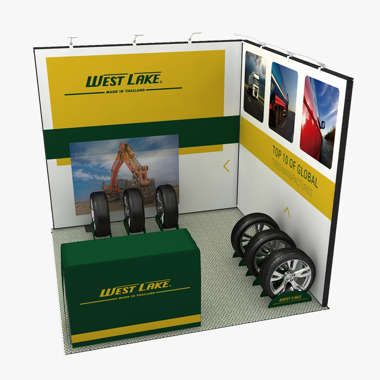 10x10ft L-shape Display Idea Trade Show Booth for Tire Exhibition